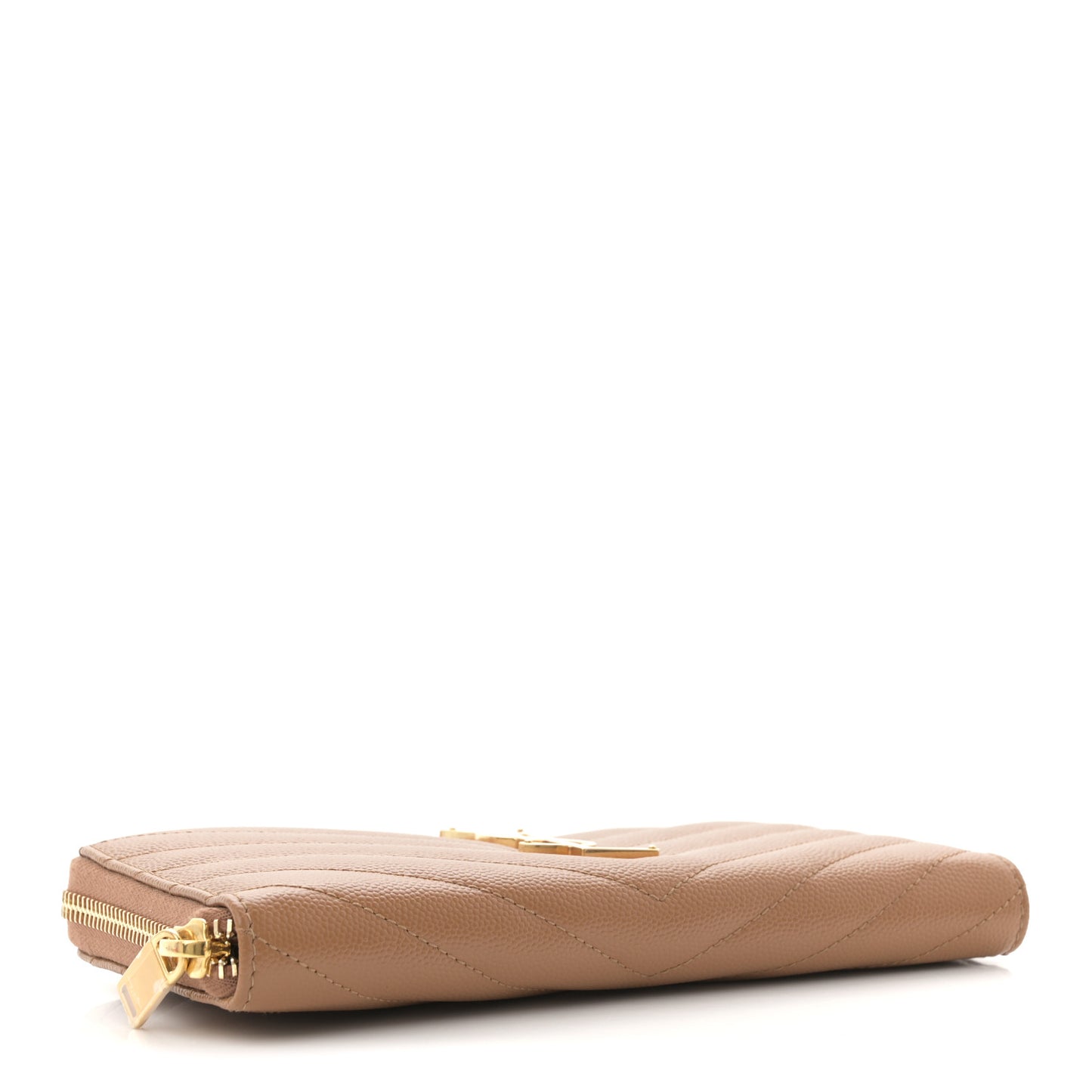 Grain De Poudre Matelasse Chevron Monogram Zip Around Wallet Naturel Dark