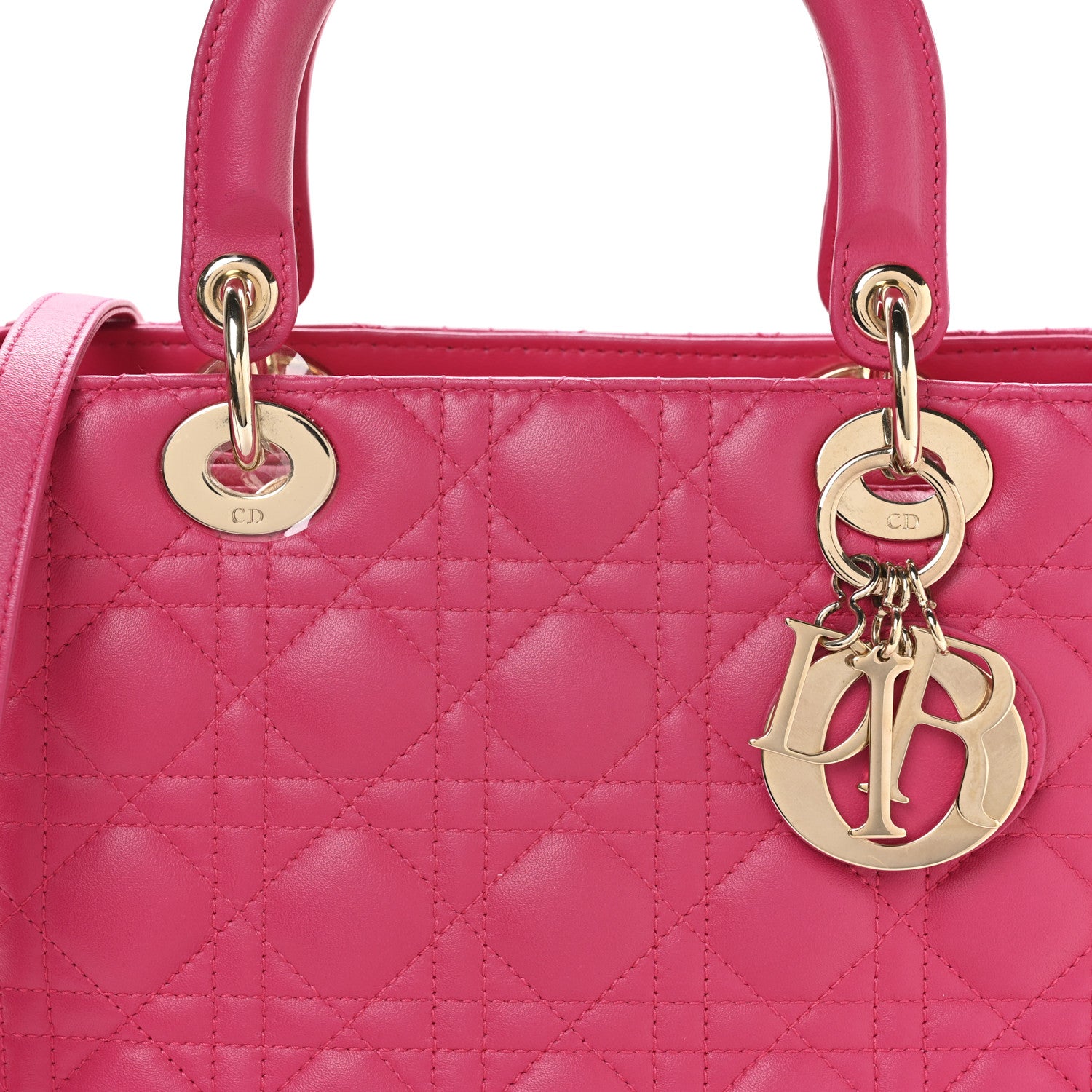 Christian Dior Lambskin Cannage Medium Lady Dior Fuchsia 8 of 11