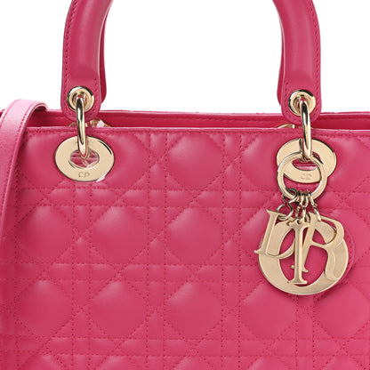Christian Dior Lambskin Cannage Medium Lady Dior Fuchsia 8 of 11