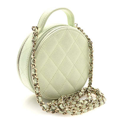 Chanel Caviar Quilted Round Handle With Care Vanity With Chain Light Green 3 of 11