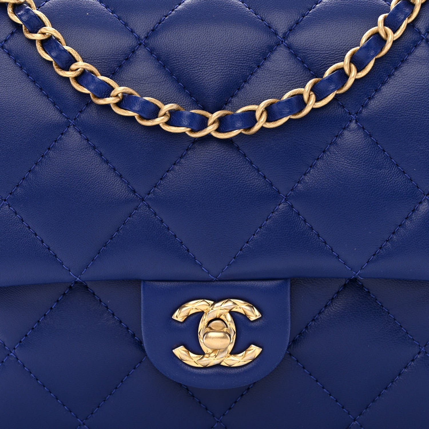 Chanel Lambskin Quilted Large CC Chain Flap Blue 8 of 11