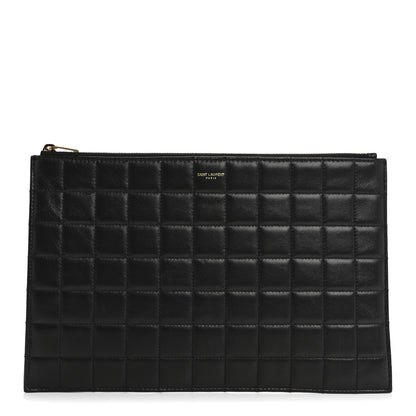Saint Laurent Calfskin Quilted Zipped Pouch Black 1 of 10