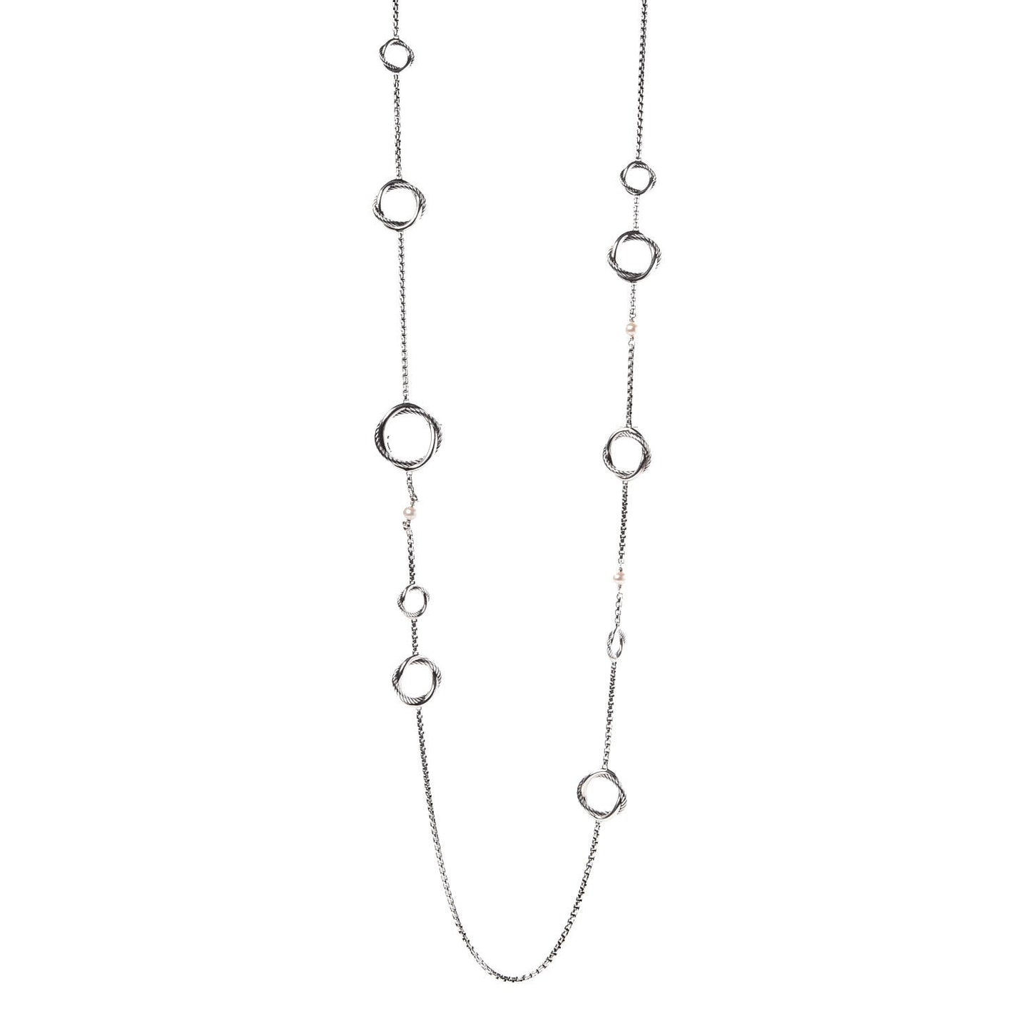 Sterling Silver Pearl Infinity Station Chain Necklace