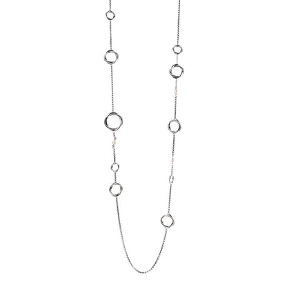 David Yurman Sterling Silver Pearl Infinity Station Chain Necklace 1 of 5