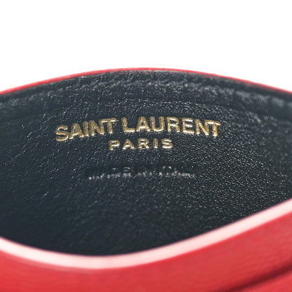 Saint Laurent Grain De Poudre Matelasse Chevron Monogram Credit Card Case Opyum Red 6 of 9
