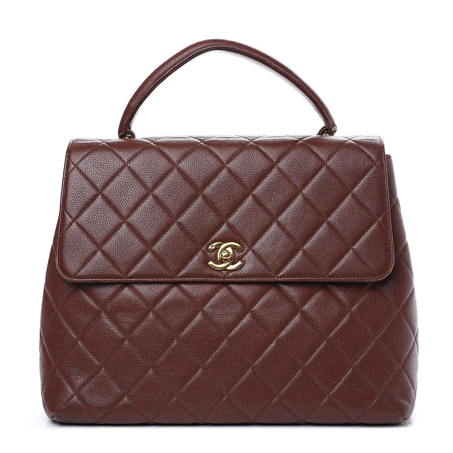 Caviar Quilted Jumbo Kelly Flap Brown
