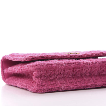 Chanel Wool Tweed Lambskin Quilted 19 Wallet On Chain WOC and Coin Purse Fuchsia 6 of 14