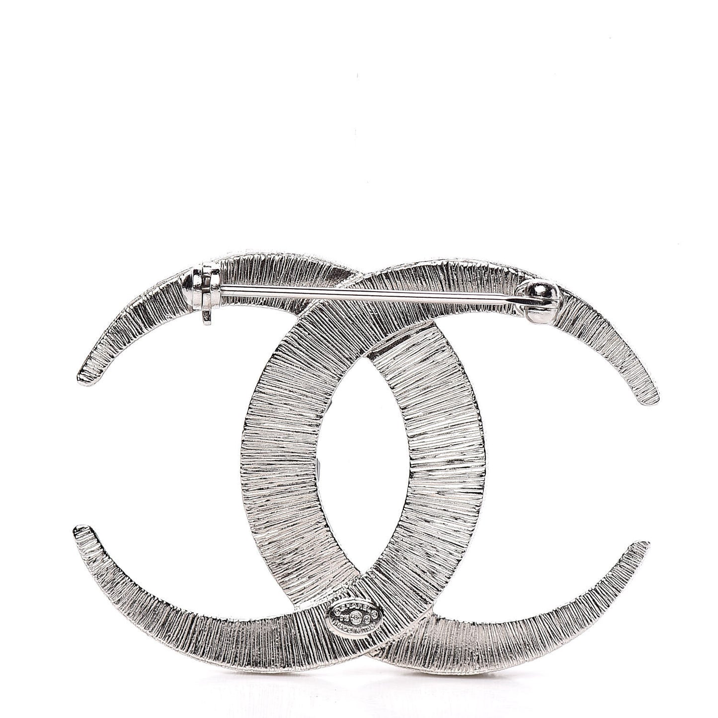 Baguette Crystal Dubai CC Brooch Silver