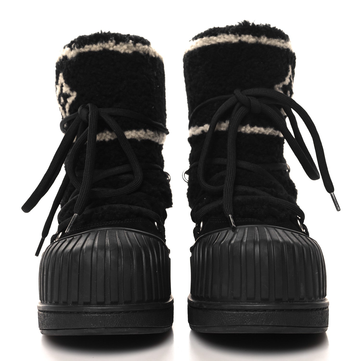 Louis Vuitton Suede Shearling Polar Flat Half Boots 40 Black 3 of 8