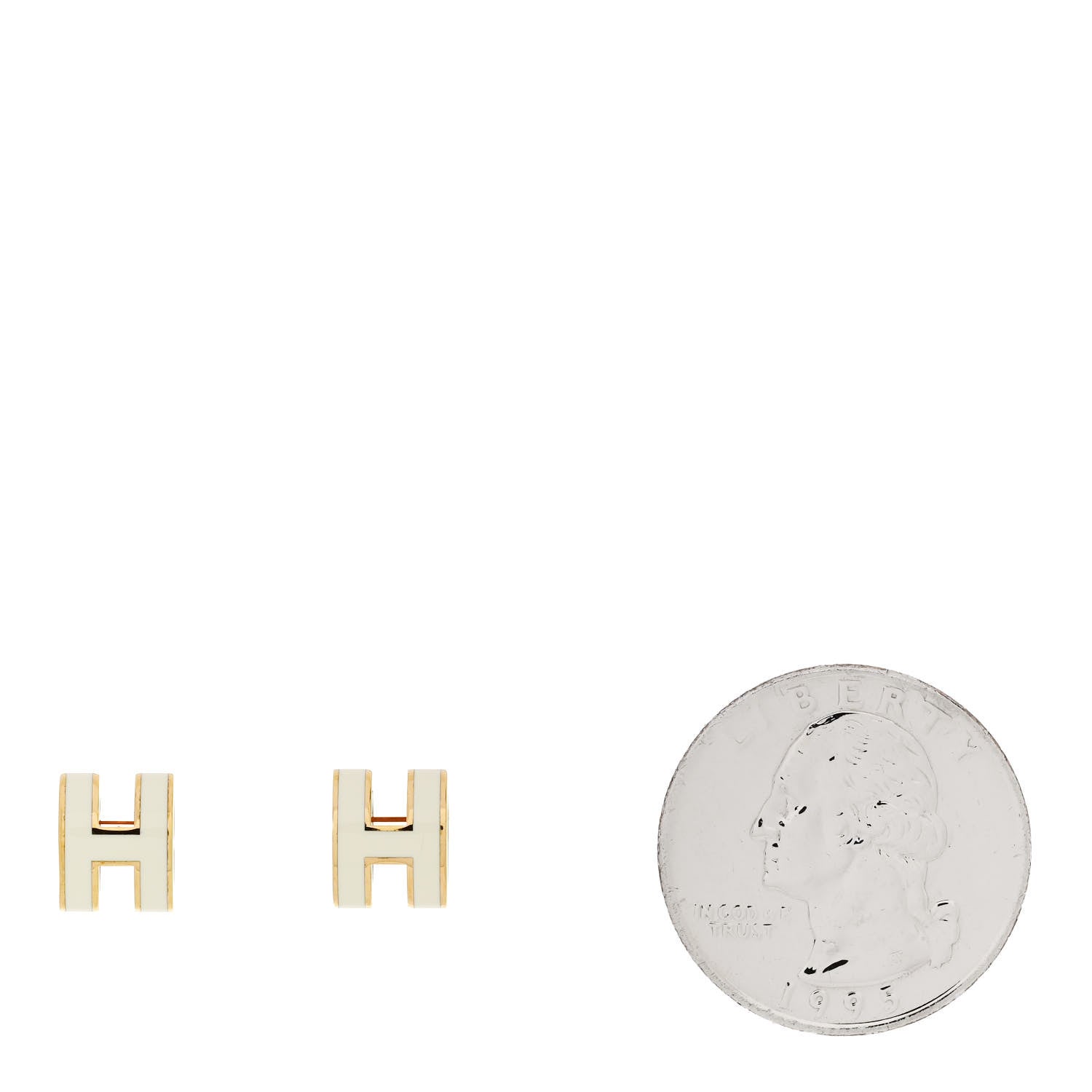 Hermes Gold Lacquered Mini Pop H Earrings White 2 of 5