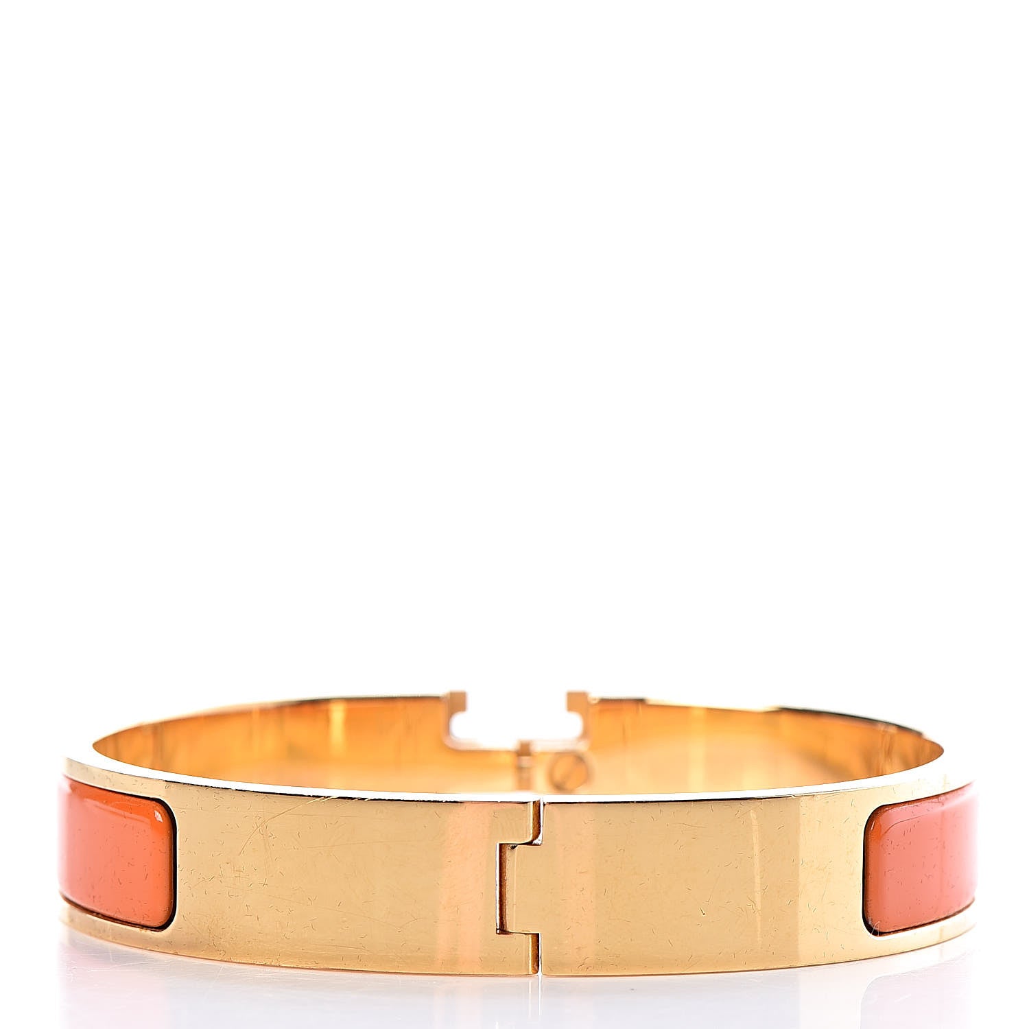 Hermes Enamel Narrow Clic Clac H Bracelet GM Orange 3 of 4