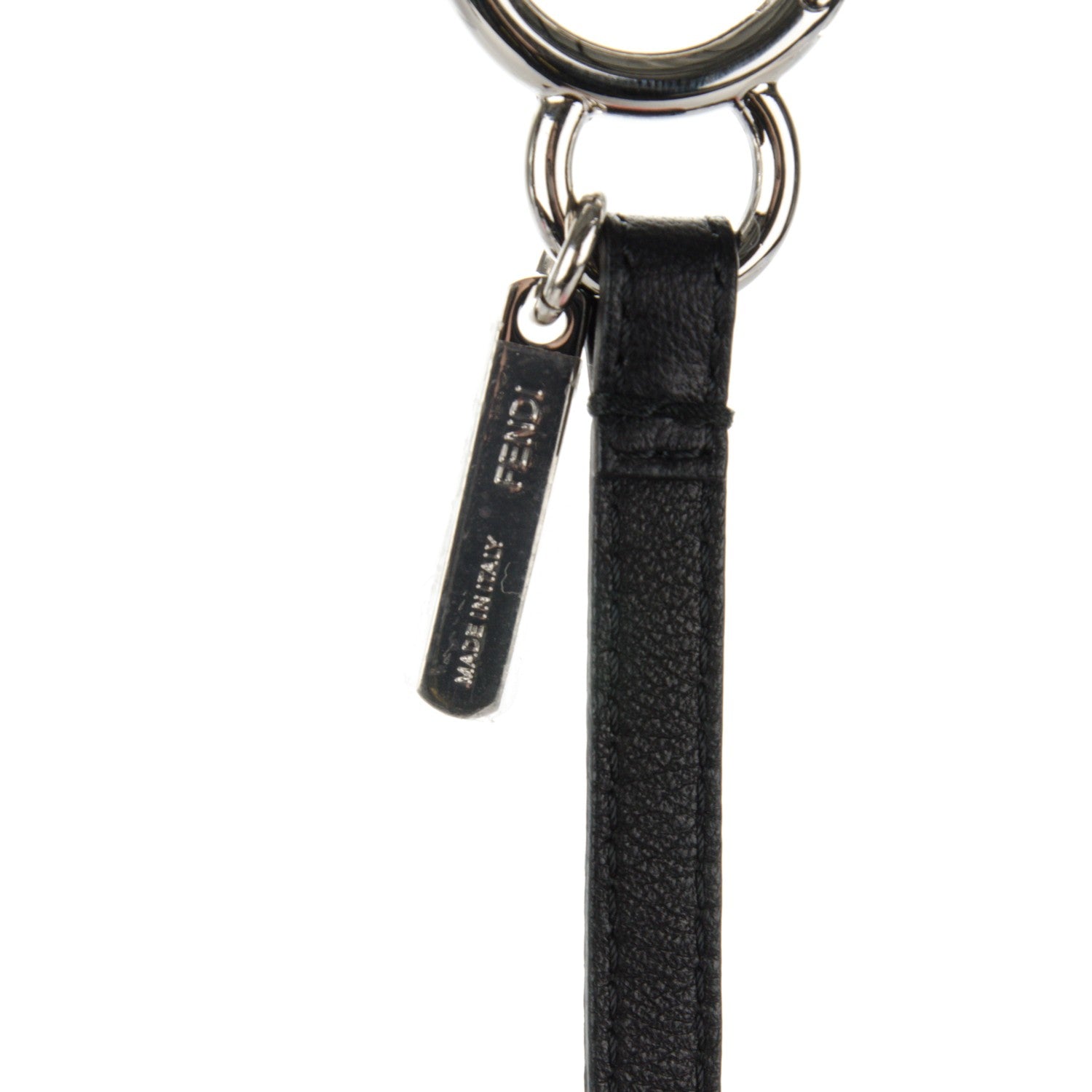 Fendi Fox Mink Goat Fur Nappa Karlito Bag Charm Black White Rosa 3 of 5