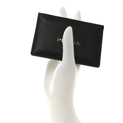Prada Vitello Grain Metal Card Holder Black 2 of 7