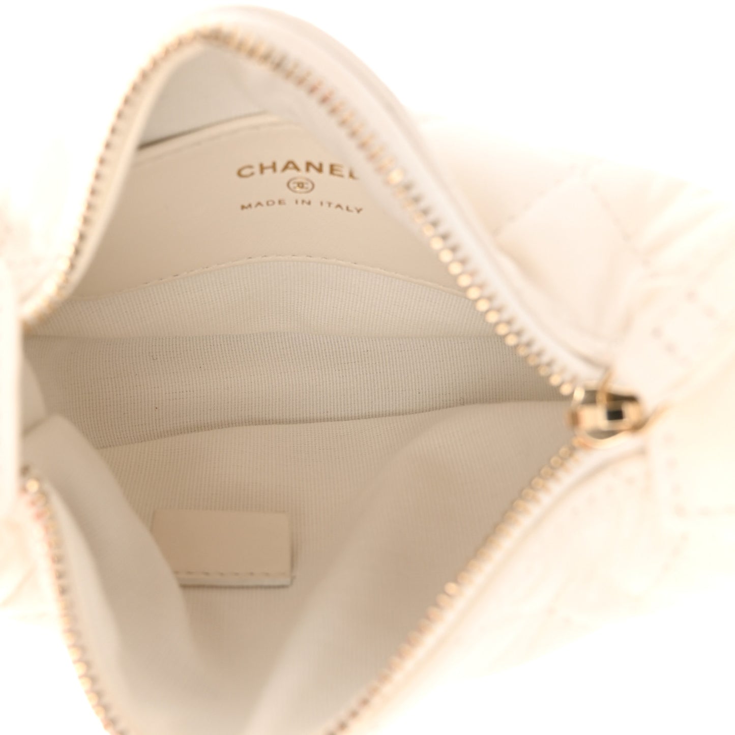 Lambskin Quilted Chain Around Pouch White