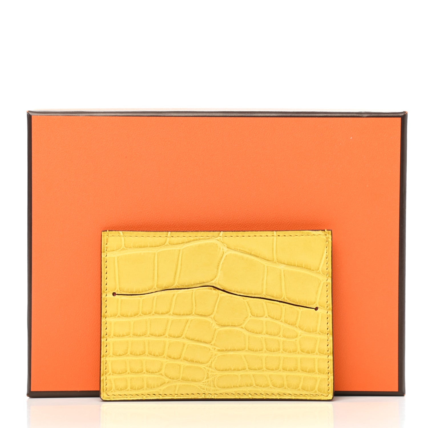 Hermes Matte Alligator Petit H Card Case Mimosa Rose Lipstick 7 of 7
