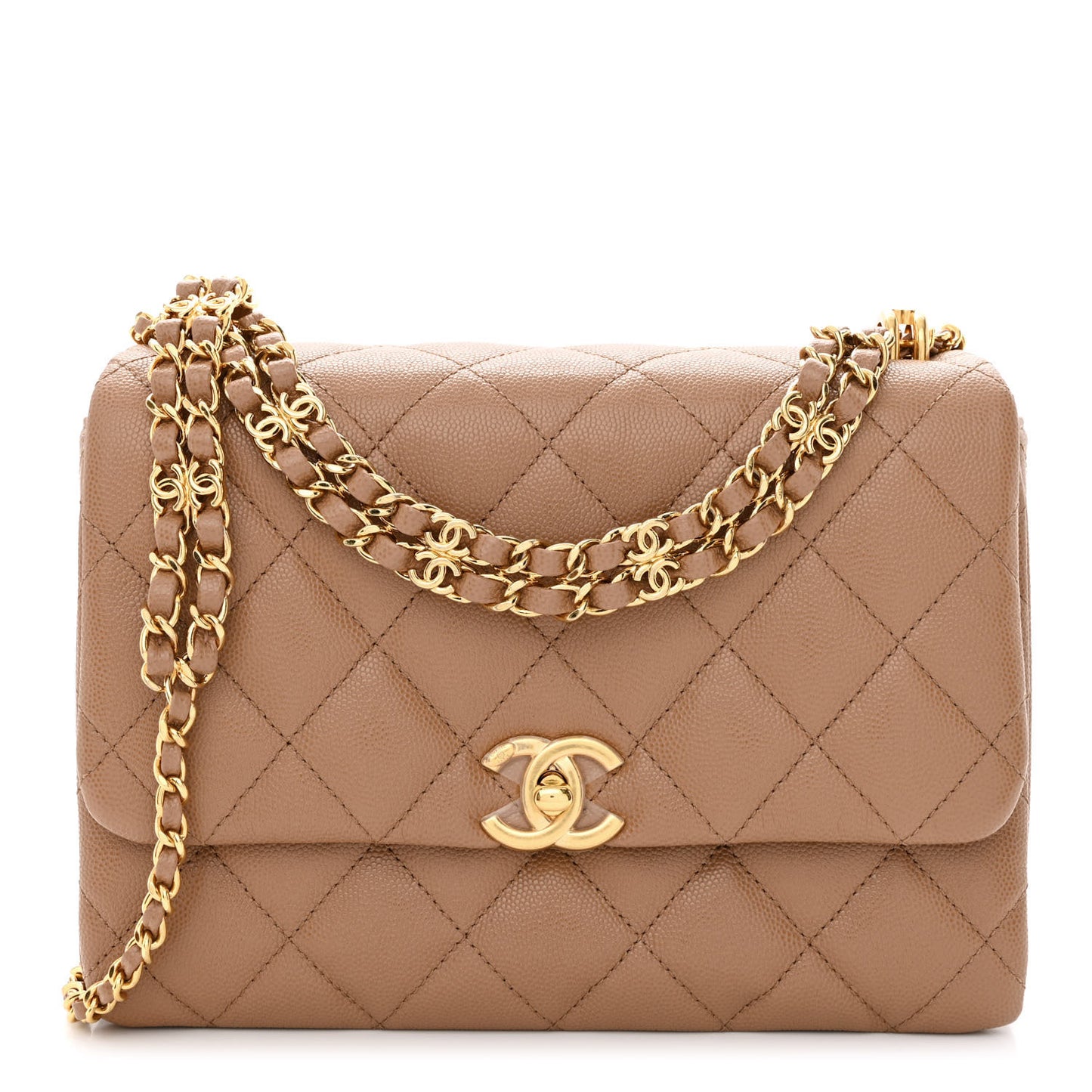 Caviar Quilted Coco First Flap Beige