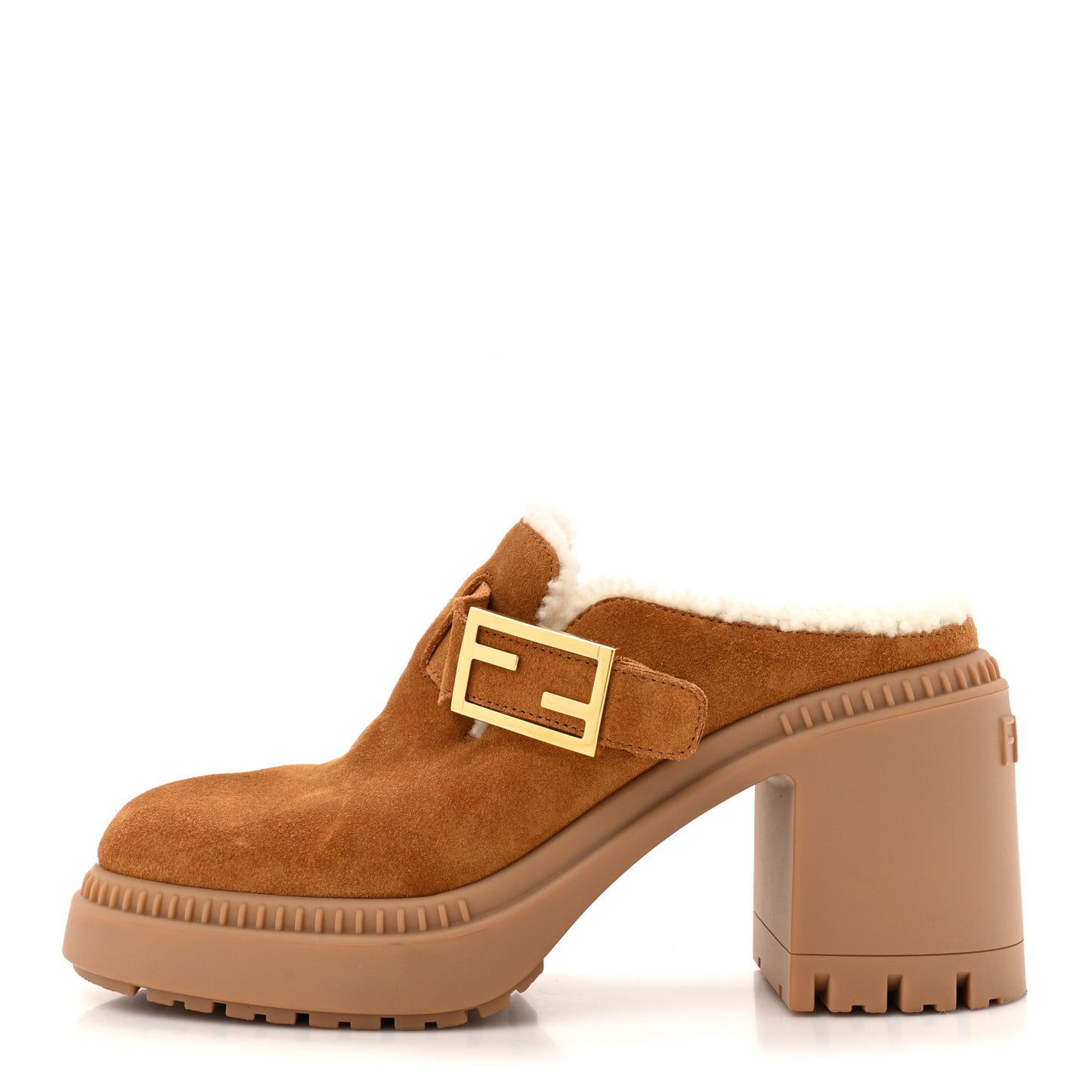 Suede Shearling Clogs 39 Caramello Latte