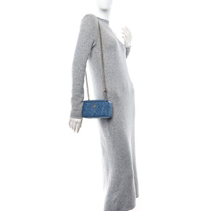 Chanel Denim Quilted Sweetheart Small Vanity Case With Chain Blue 2 of 11