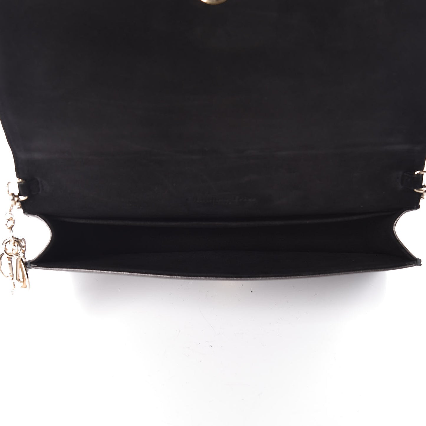 Metallic Calfskin Cannage Lady Dior Convertible Clutch Gunmetal