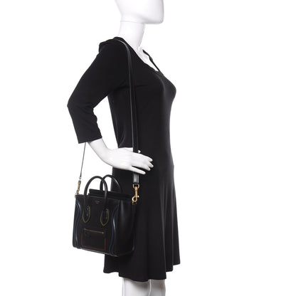 Celine Smooth Calfskin Multicolor Double Stitching Nano Luggage Black 2 of 9
