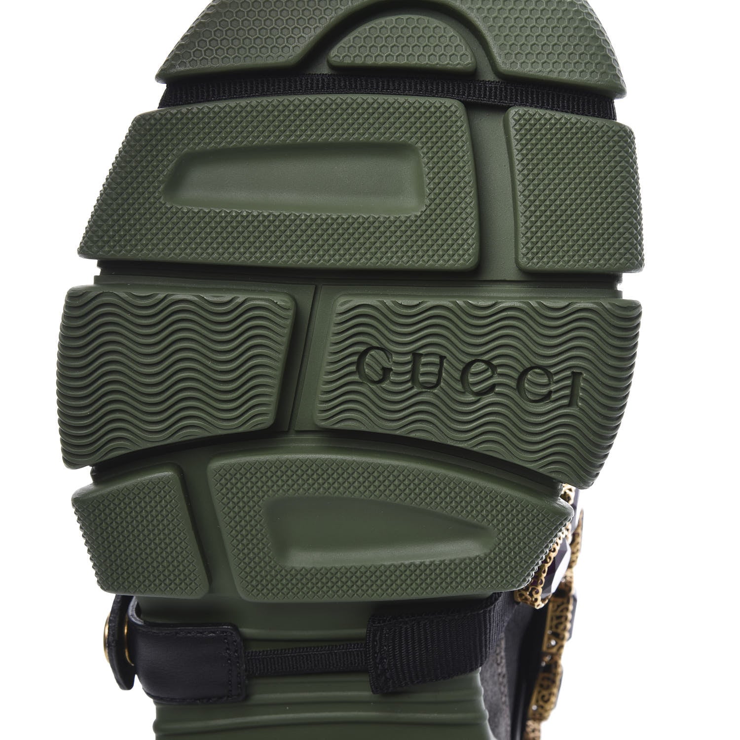 Gucci X SEGA Mesh Suede Calfskin Removable Crystals Flashtrek Sneakers 36.5 Loess Black Olive Green 9 of 10