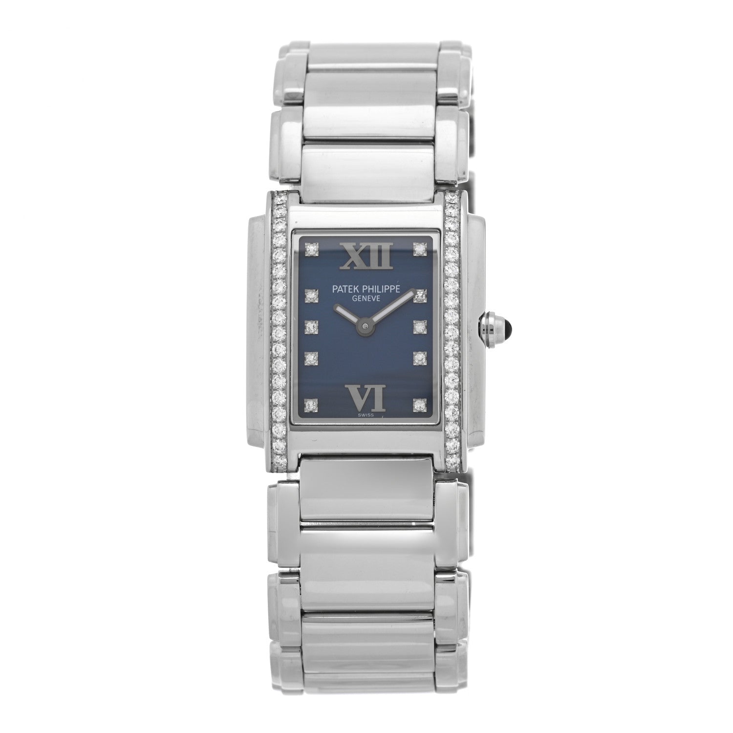 Patek Philippe Stainless Steel Diamond 25mm Twenty-4 Quartz Watch Blue 4910/10A-012 1 of 4