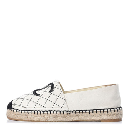 Chanel Fabric Biarritz CC Espadrilles 39 Beige Black 1 of 12
