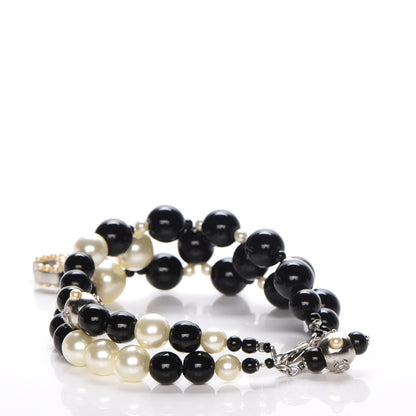 Chanel Pearl Bead CC Bracelet Black White 3 of 6