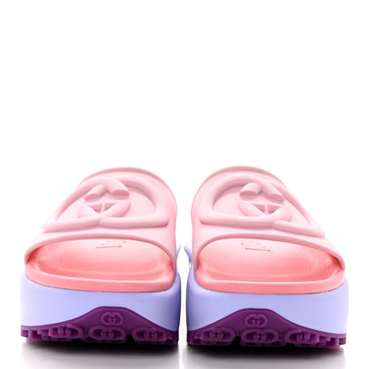 Gucci Soft Rubber Womens Interlocking G Platform 42mm Slide Sandals 40 Sugar Pink 2 of 9