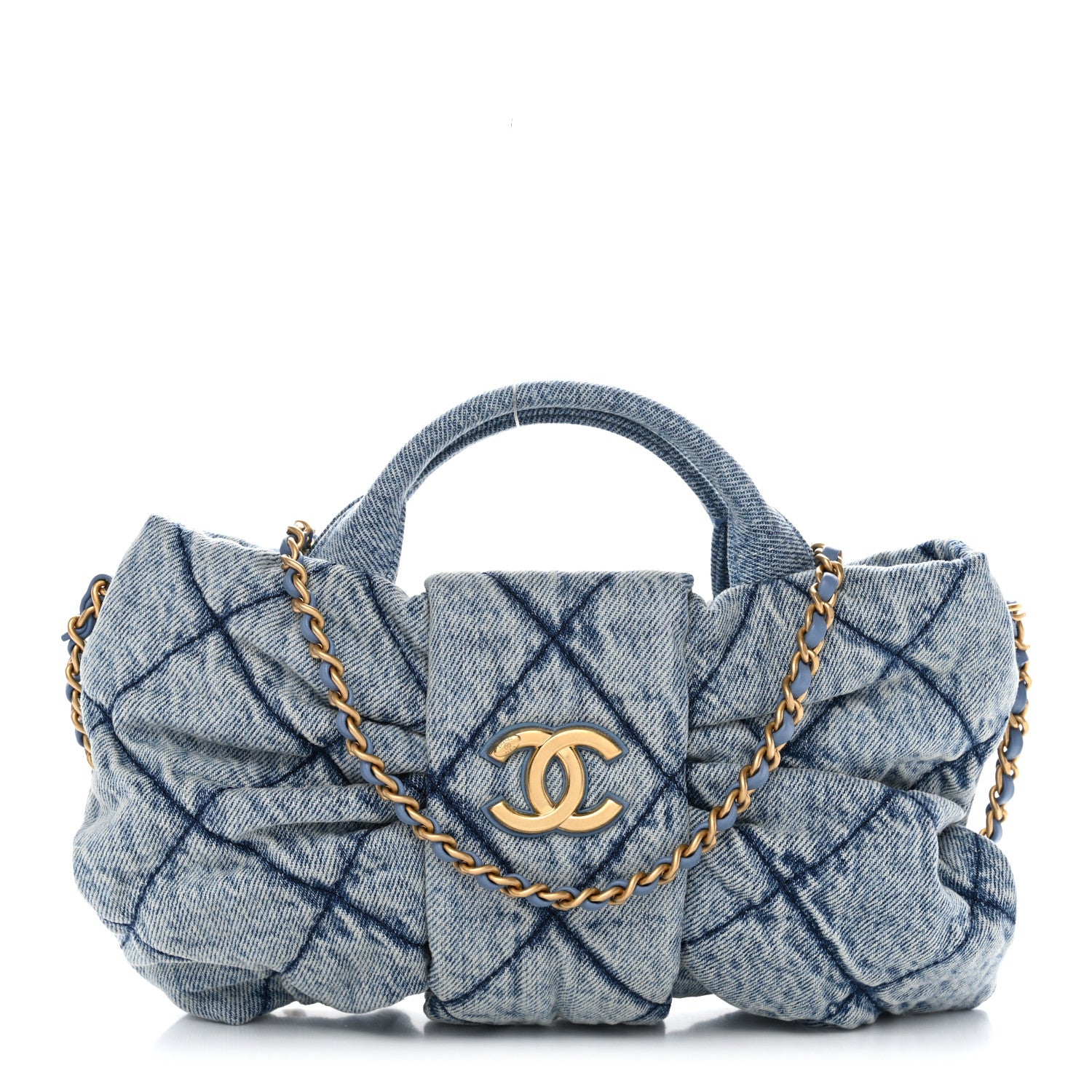 Chanel Washed Denim Quilted Mini Bow Bag Blue 1 of 10