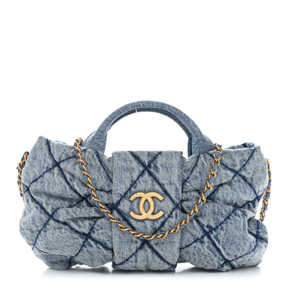 Chanel Washed Denim Quilted Mini Bow Bag Blue 1 of 10
