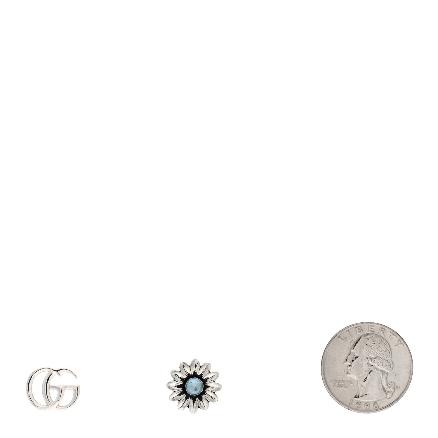 Gucci Sterling Silver Blue Topaz Flower Marmont Double G Earrings 2 of 3