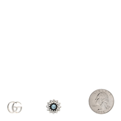 Gucci Sterling Silver Blue Topaz Flower Marmont Double G Earrings 2 of 3