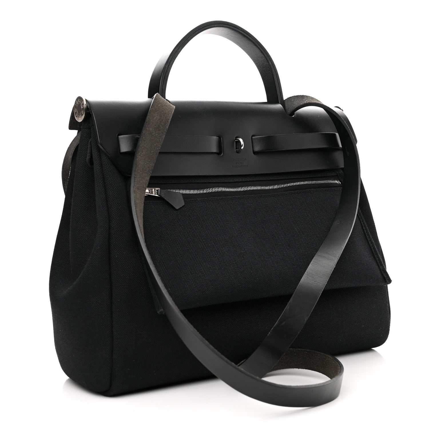 Hermes Military Toile Vache Hunter Herbag Zip PM 31 Black 4 of 12
