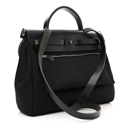 Hermes Military Toile Vache Hunter Herbag Zip PM 31 Black 4 of 12