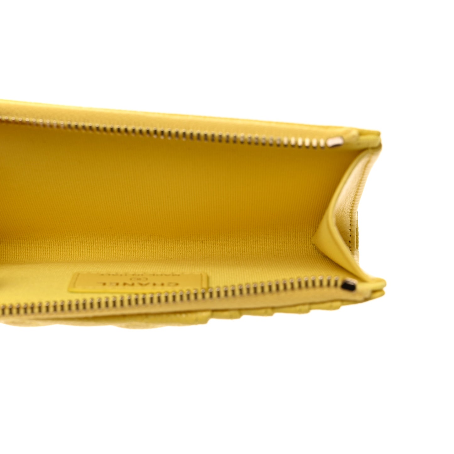 Caviar Quilted CC Zip Around Card Holder Yellow