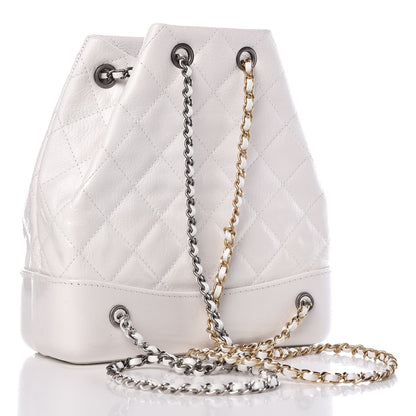 Chanel Patent Goatskin Quilted Small Gabrielle Backpack White 3 of 9