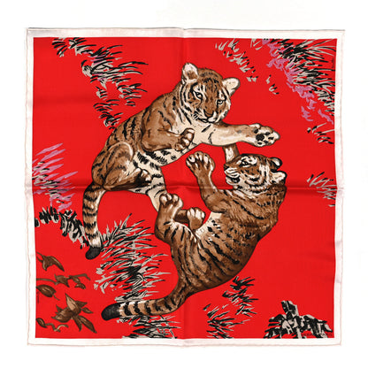 Hermes Silk Les Tigreaux Pocket Square 1 of 3