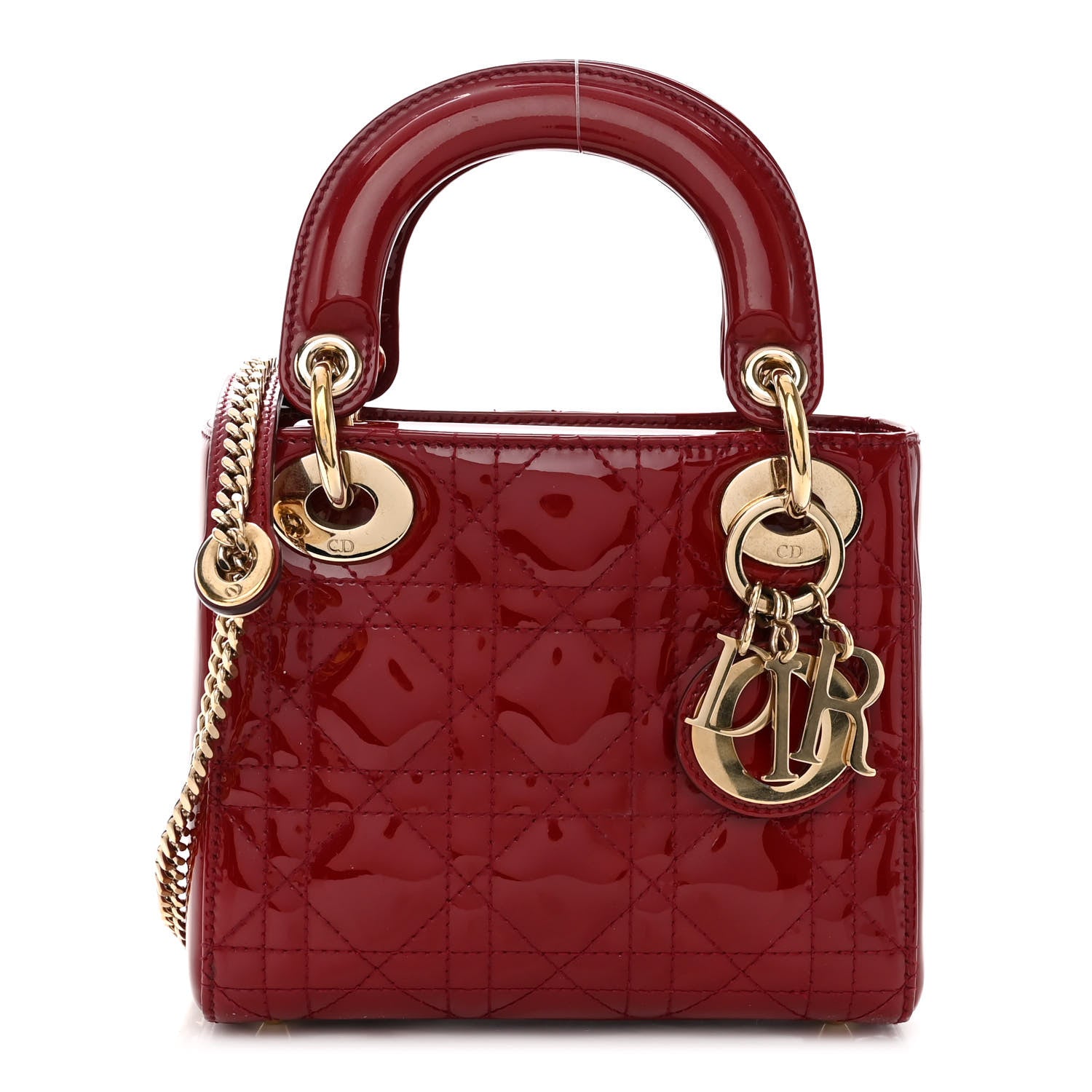 Christian Dior Patent Cannage Mini Lady Dior Red 1 of 9