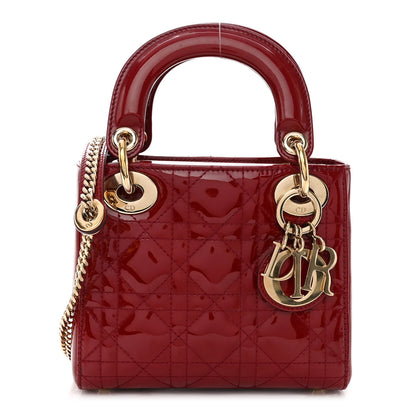 Christian Dior Patent Cannage Mini Lady Dior Red 1 of 9