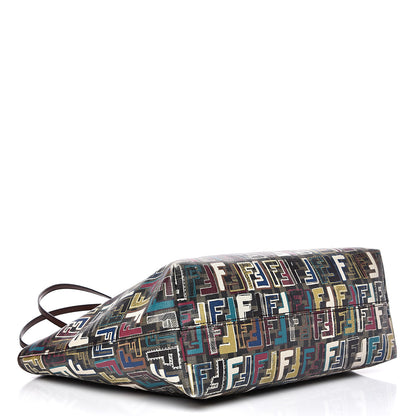 Fendi Zucca Spalmati Vitello FF Multicolor Medium Roll Tote Tobacco Multicolor Marrone 3 of 14