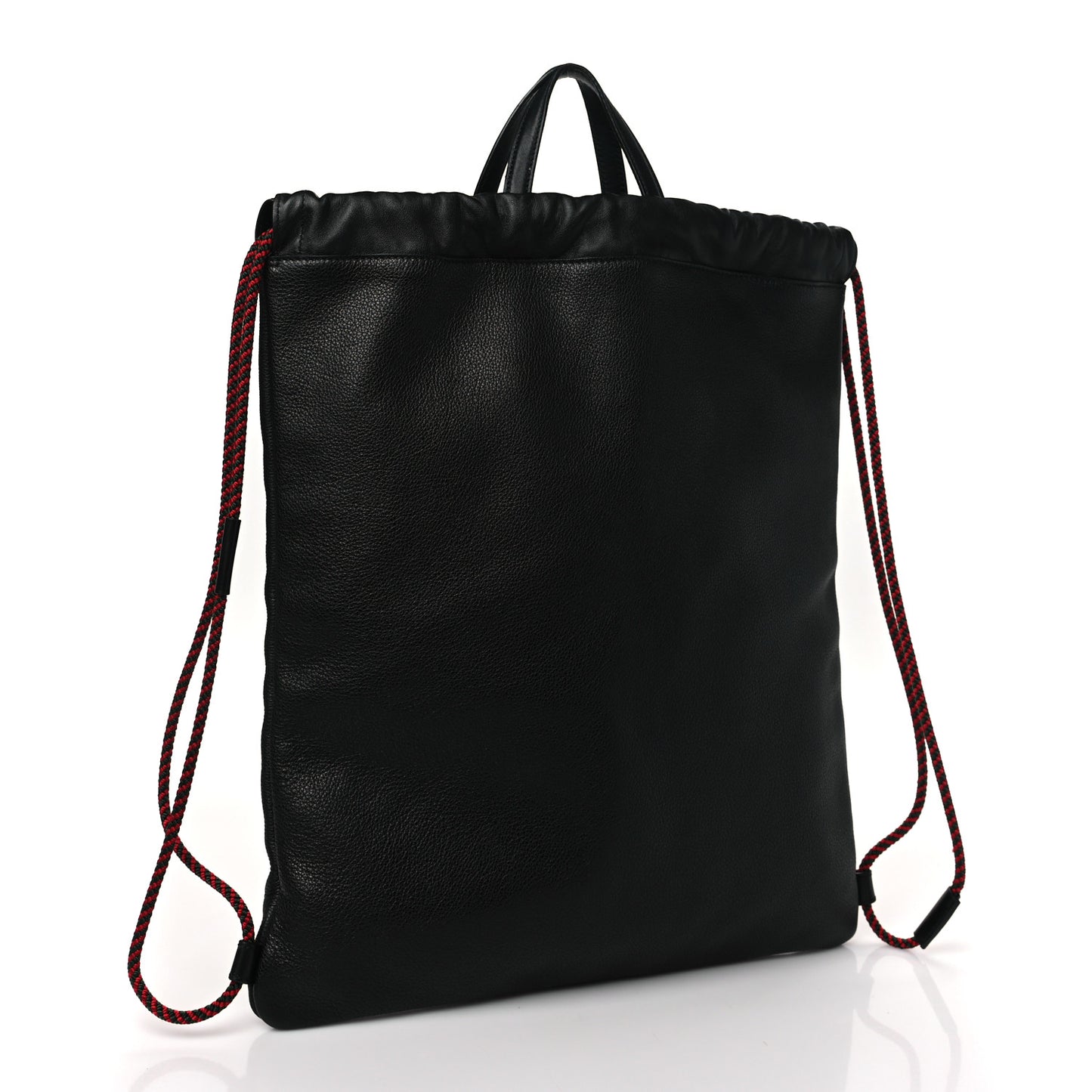 Calfskin Logo Drawstring Backpack Black