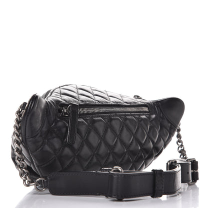 Chanel Lambskin Quilted Banane Waist Bag Fanny Pack Black 3 of 8