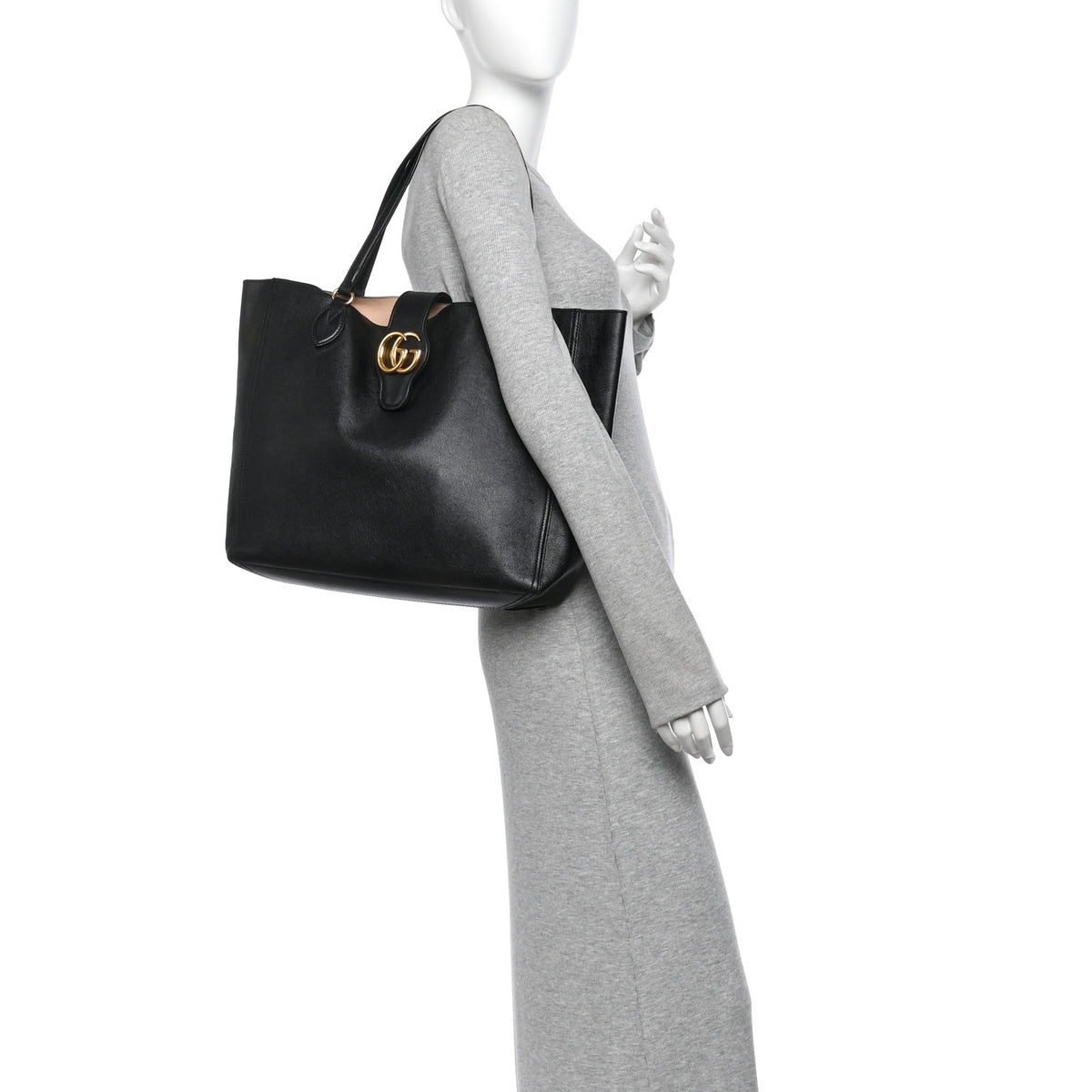 Gucci Grained Calfskin Small Dahlia Tote Black 2 of 12