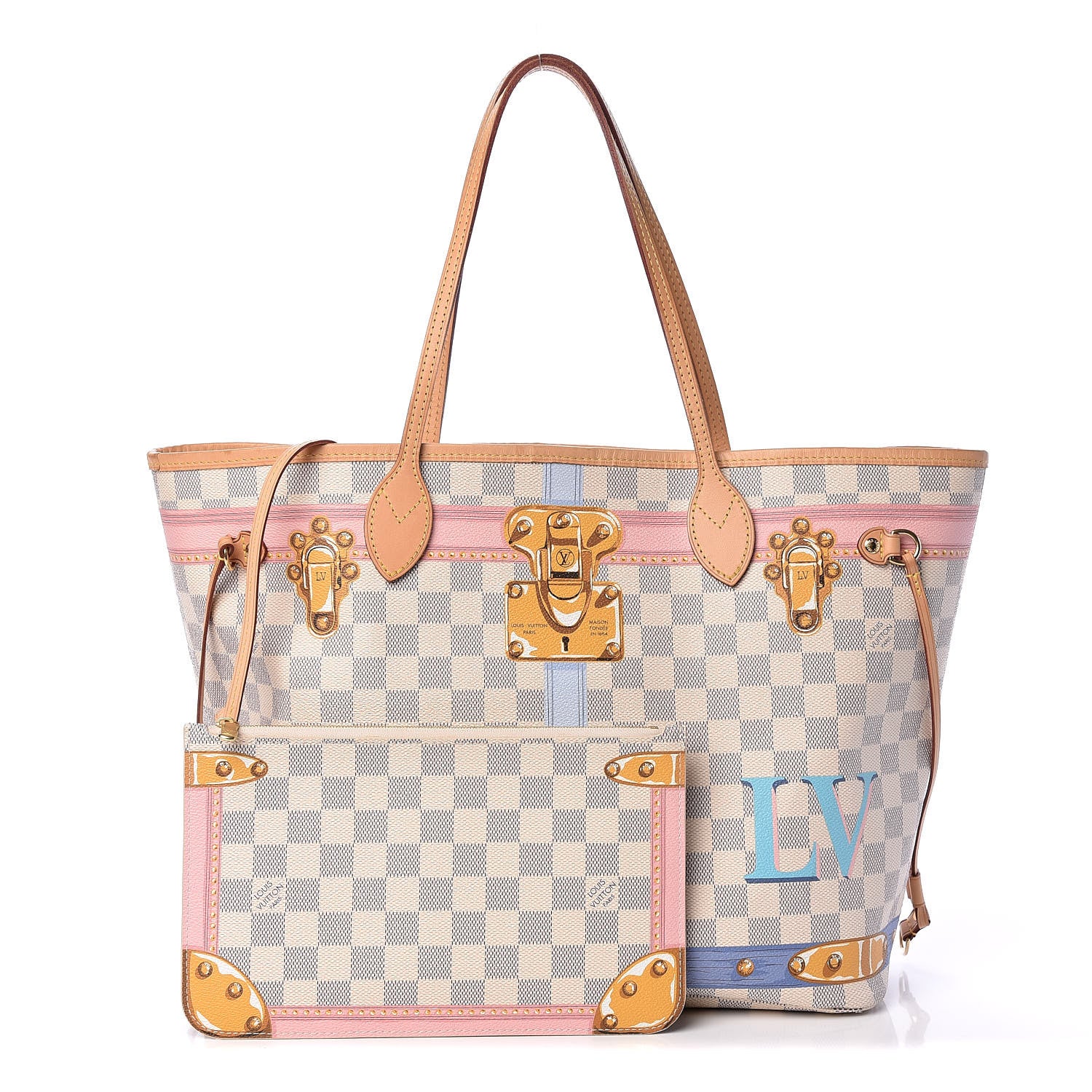 Louis Vuitton Damier Azur Summer Trunks Neo Neverfull MM 1 of 15