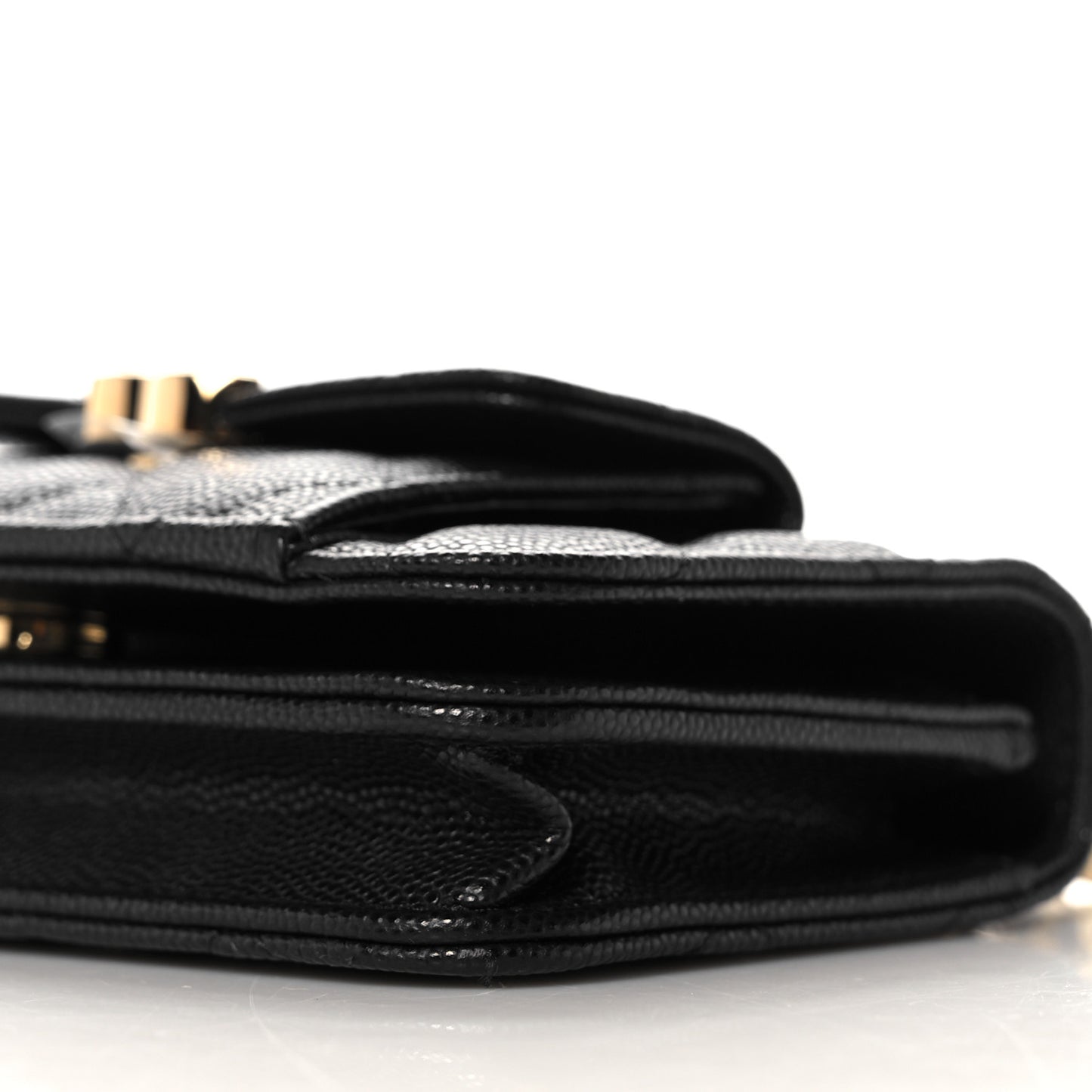 Caviar Quilted Pocket Twins Clutch With Chain Black