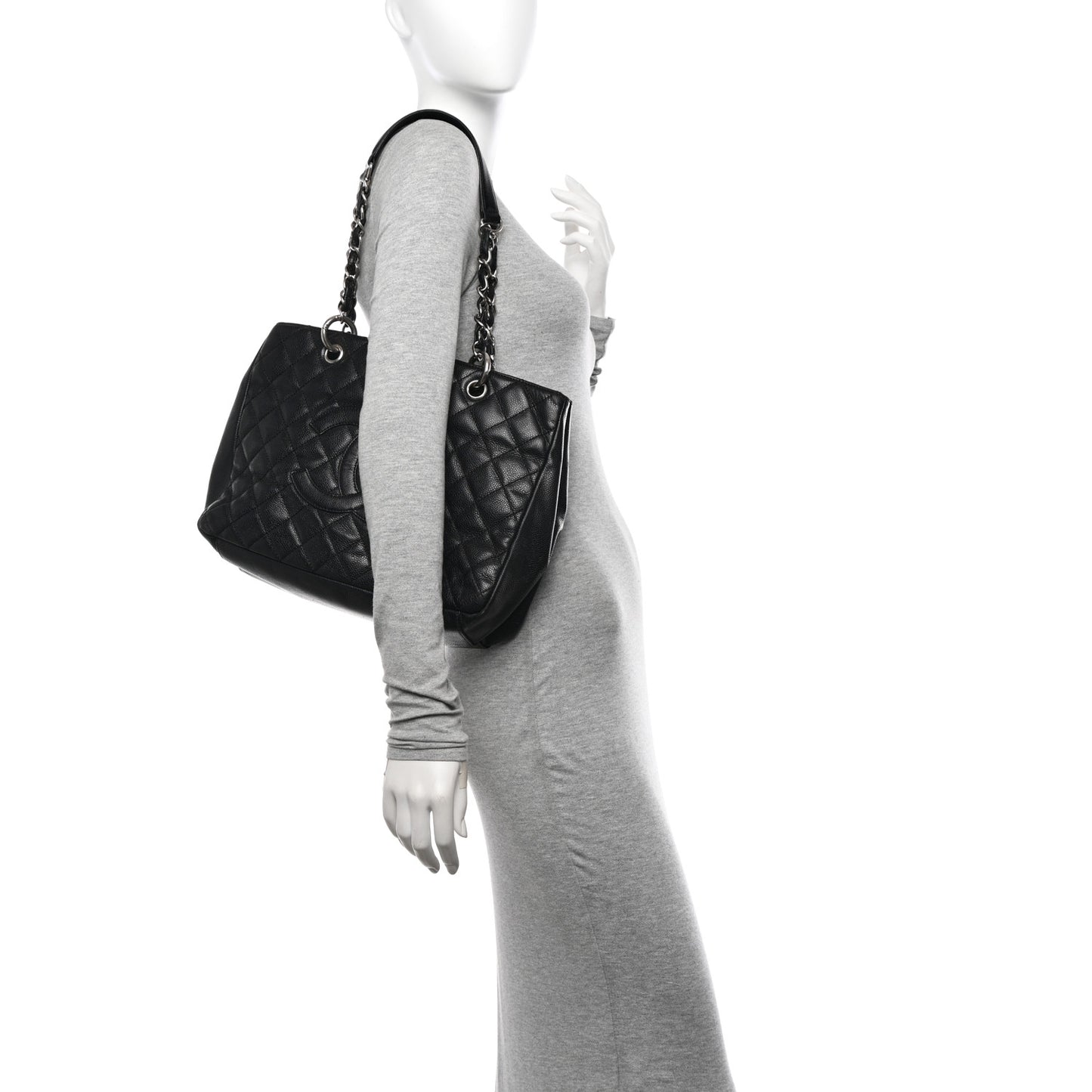 Caviar Quilted Grand Shopping Tote GST Black