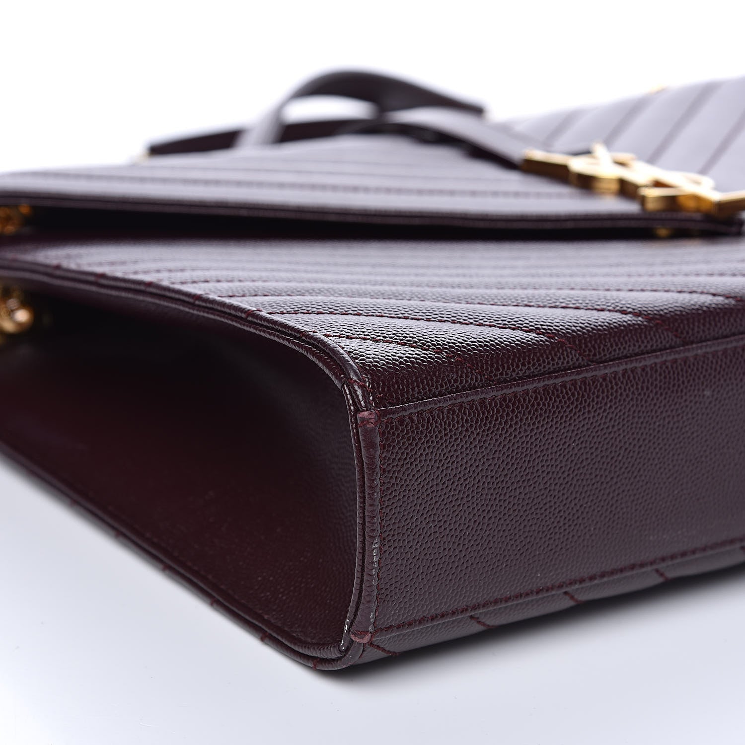 Saint Laurent Grain De Poudre Matelasse Chevron Large Monogram Satchel Rouge Legion 7 of 12