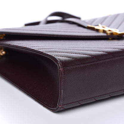 Saint Laurent Grain De Poudre Matelasse Chevron Large Monogram Satchel Rouge Legion 7 of 12