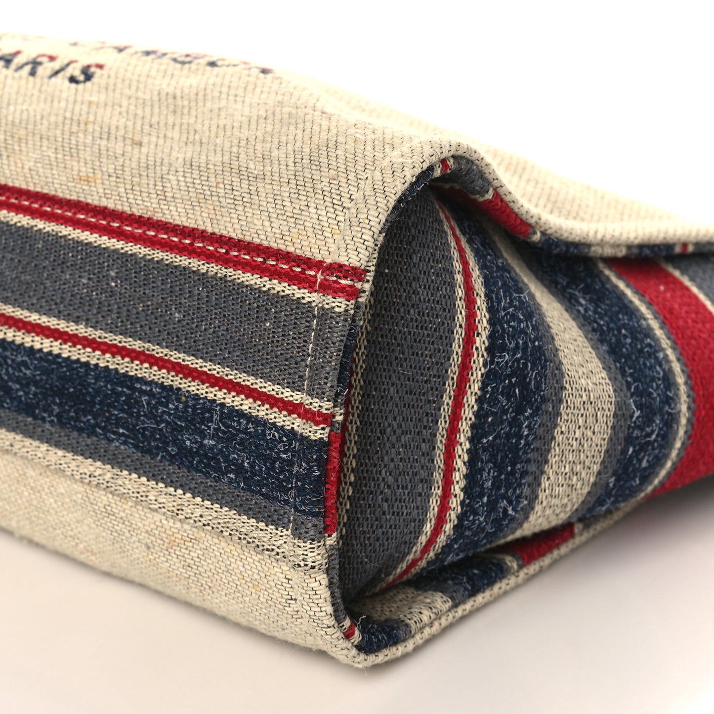 Striped Canvas Small Deauville Tote Beige